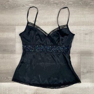 Black Satin Lace Cami
